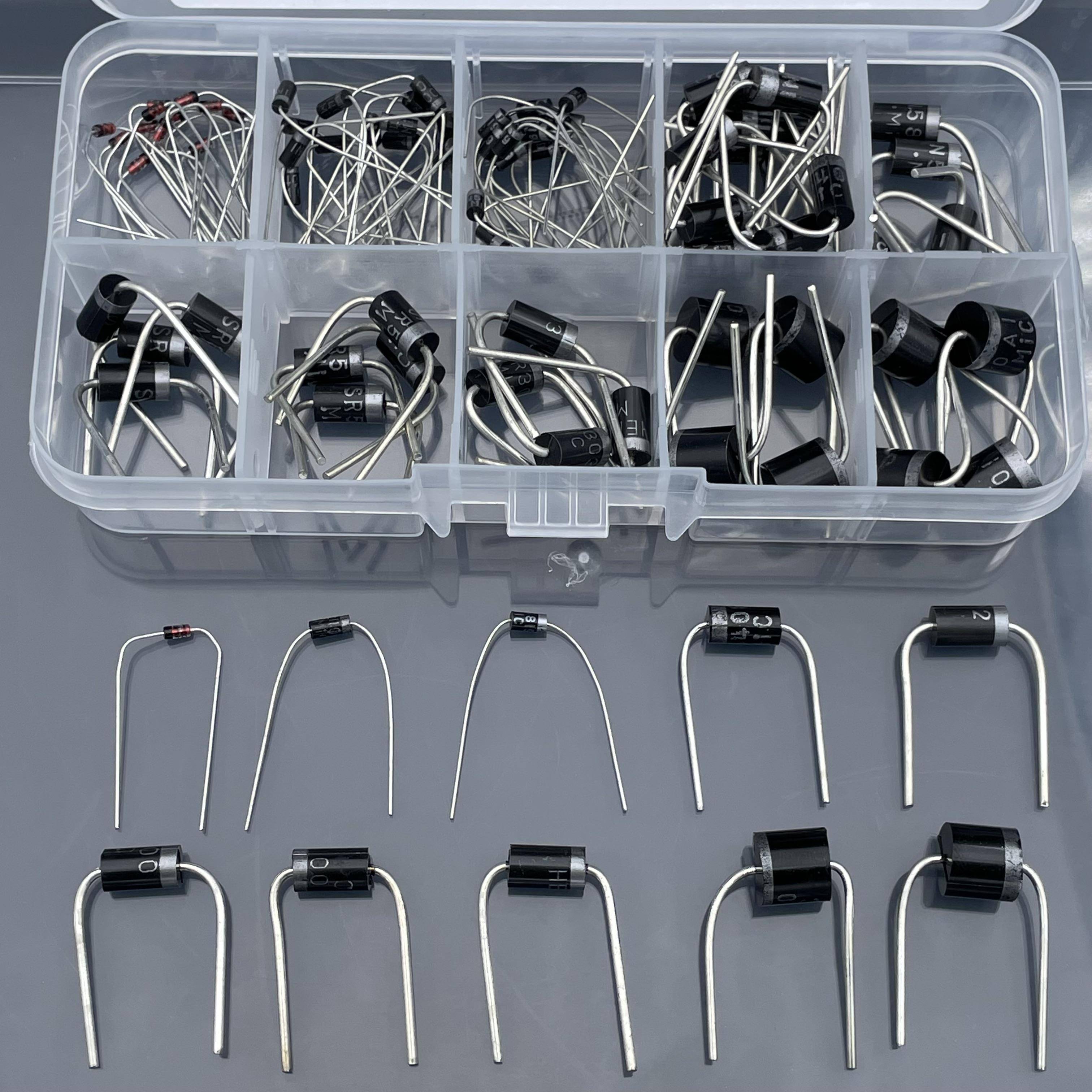 90个10种规格4148开 关SR3100肖特基10A10整流快恢覆二极体盒套装