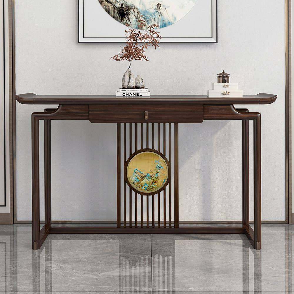 中式条案新中式玄关桌乌金木供桌入户正对门玄关柜靠墙极窄玄关台