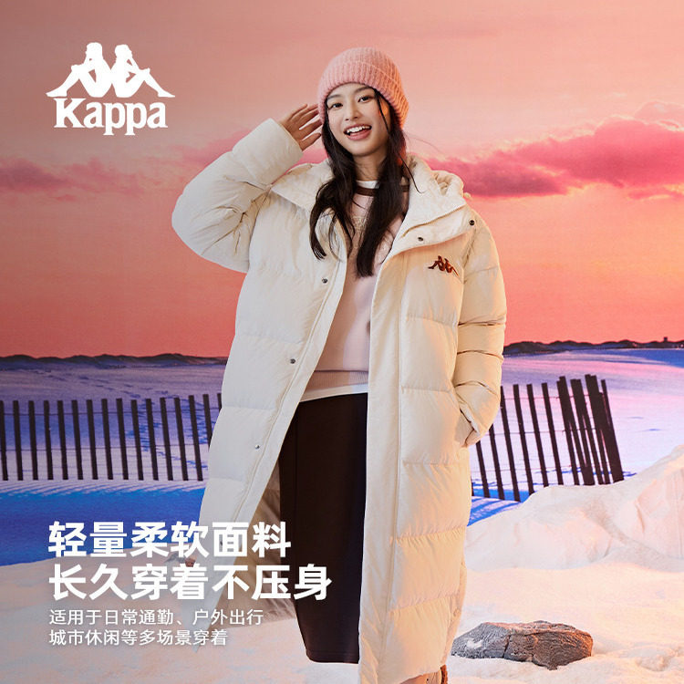 卡帕女款加厚过膝长款羽绒服图片
