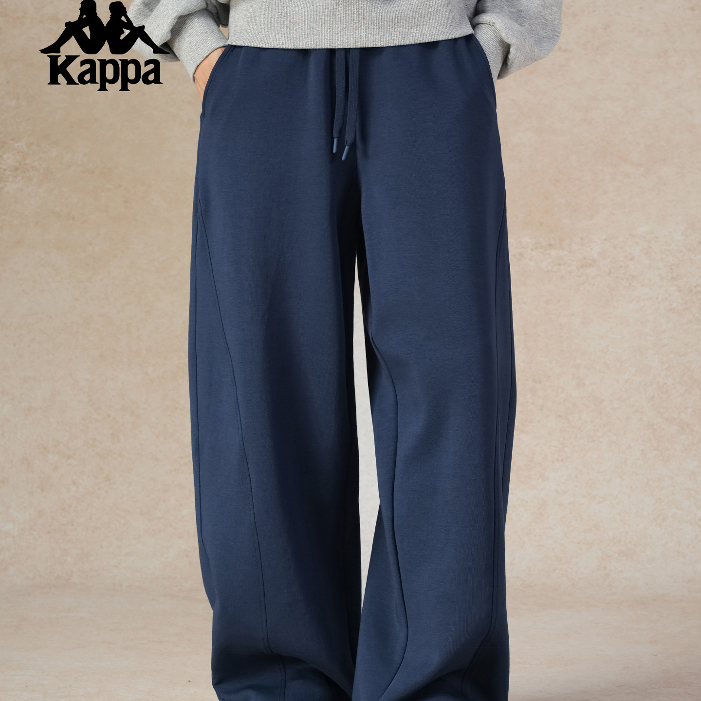 Kappa卡帕背靠背运动长裤女2025新款秋季休闲直筒裤宽松针织裤子,运动服/休闲服装,运动长裤,淘宝优惠券,粉丝福利购,淘宝优惠卷