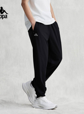 Kappa卡帕复古休闲裤2024男夏凉感运动裤黑色长裤小脚裤K0E32AK04