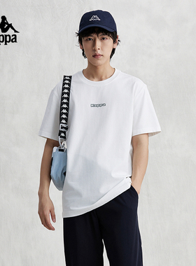 Kappa卡帕复古短袖2024新款男夏简约休闲T恤字母半袖K0E32TD01