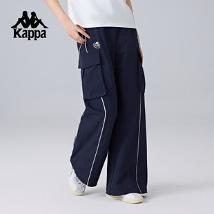 Kappa卡帕背靠背2025新款运动长裤女宽松美式裤子休闲直筒工装裤