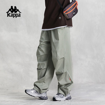 Kappa卡帕休闲裤2024新款男高腰运动长裤潮流直筒卫裤K0E32AX71