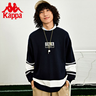 K0D52WT60D 简约圆领长袖 Kappa卡帕复古卫衣23新款 男撞色针织衫