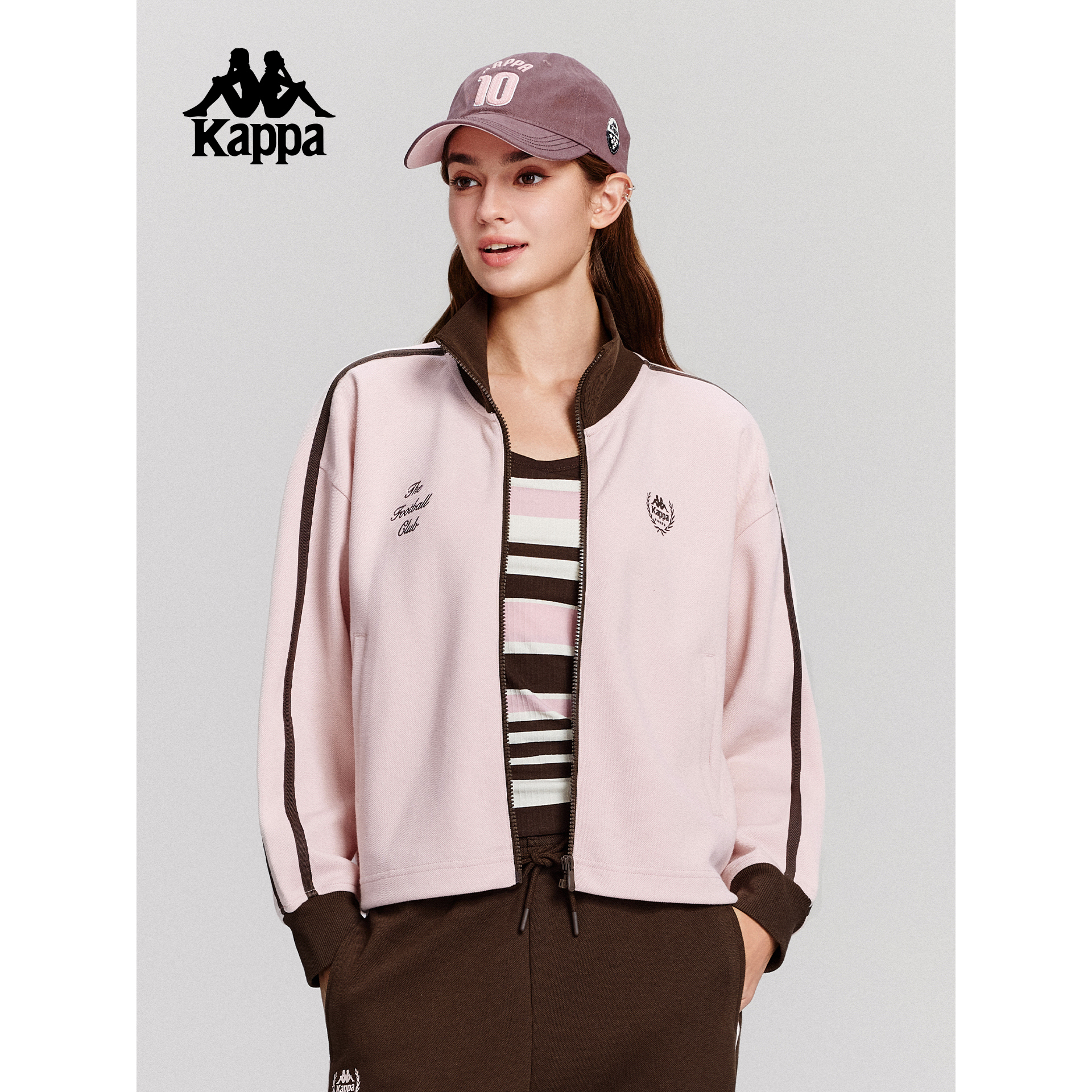 Kappa卡帕背靠背运动外套女款秋季新款休闲立领上衣女士针织开衫