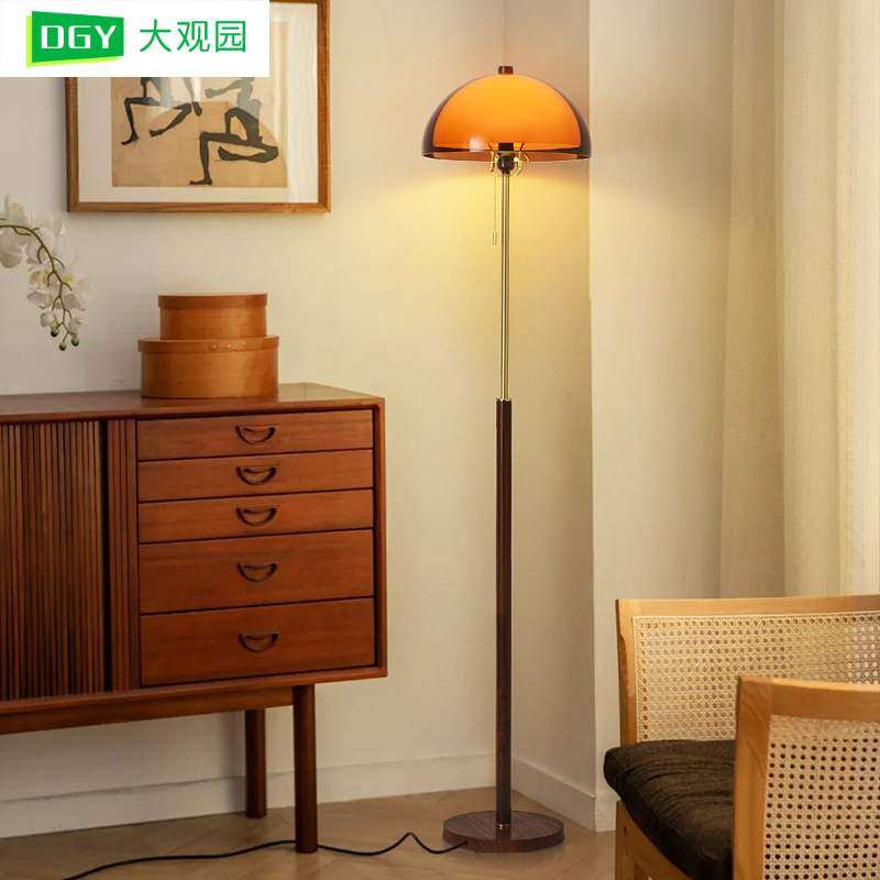中古风落地灯复古美式客厅沙发旁氛围灯卧室床头中山家装灯饰L138