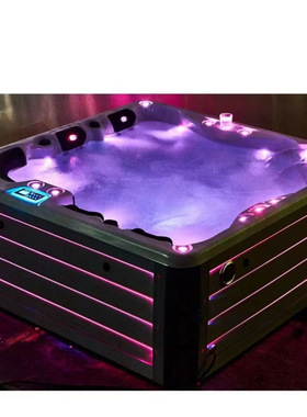 户外亚克力瀑布按摩冲浪浴缸水疗spa6人智能恒温jacuzzi花园泡池
