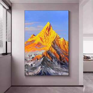 大芬村油画手绘油画日照金山玄关挂画客厅沙发装饰画抽象肌理画