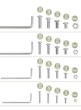 跨境304不锈钢980pcsM3—M6盘头带垫内六角螺丝盒装组套