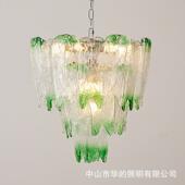 法式 轻奢渐变绿玻璃壁灯设计师Murano穆拉诺中古卧室床头过道灯具