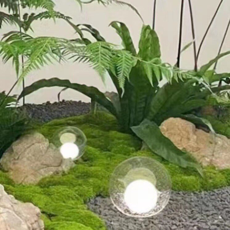室内造景落地灯仿真绿植苔癣楼梯门口景观亚克力球中球灯草坪灯