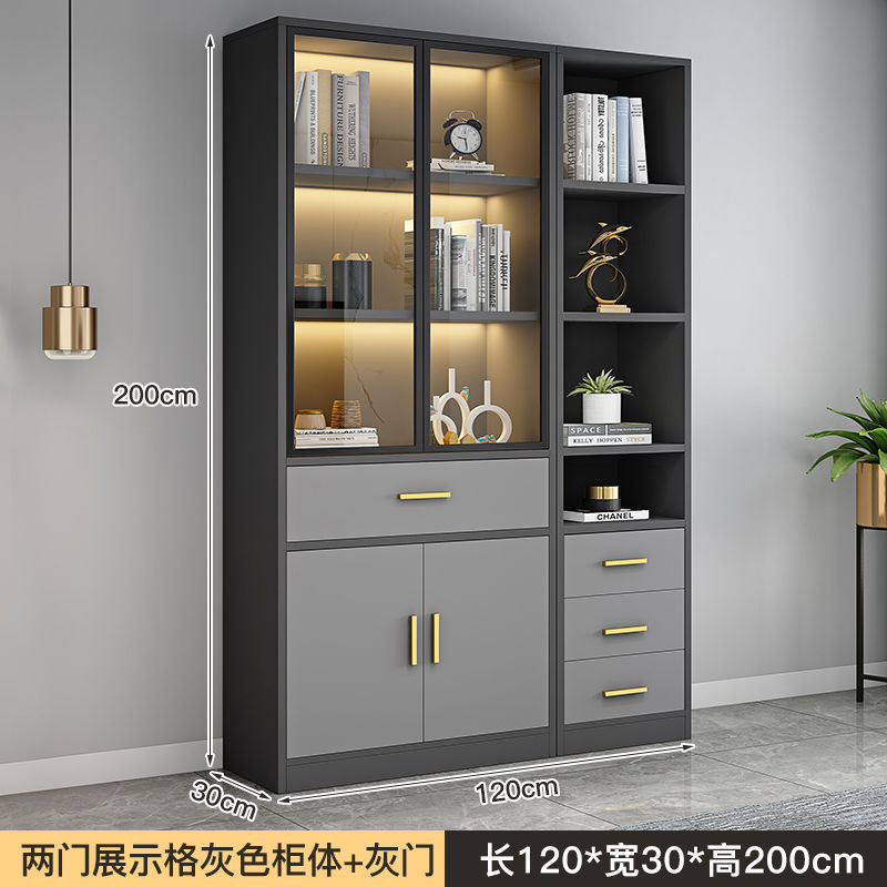 玻璃门书柜家用靠墙落地组合书架收纳储物柜展示柜文件柜2025新款