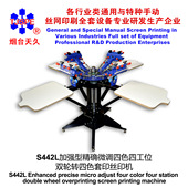 烟台天久006254 S442L加强型精确微调四色四工位双轮转丝印机