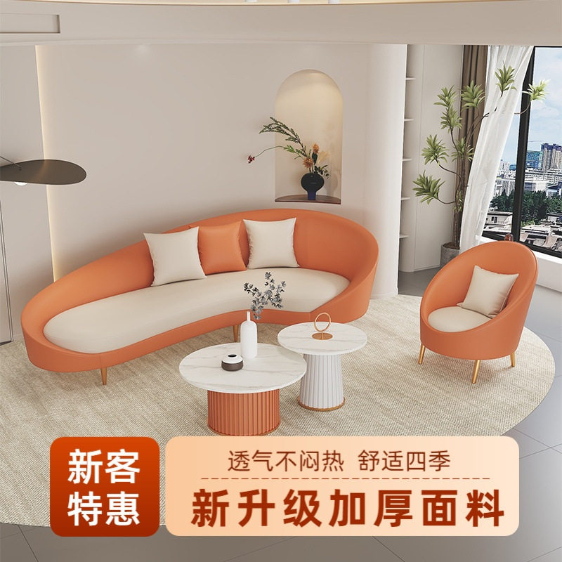 网红北欧轻奢弧形猫抓皮沙发