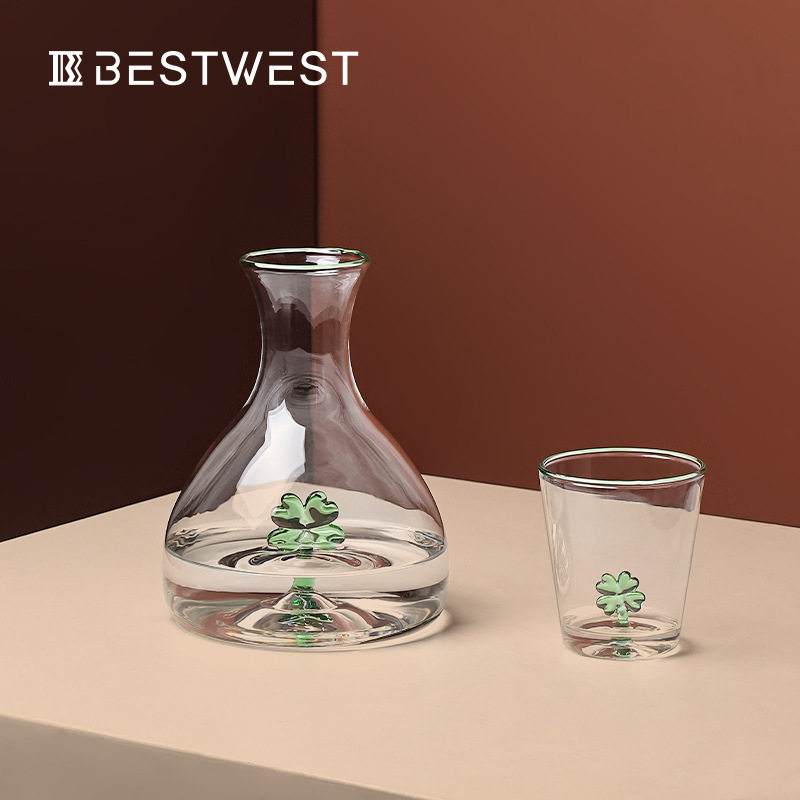 博西家居 创意爱心四叶草醒酒器套装 冷水壶带杯子轻奢家居装饰,电子元器件市场,电线扎带/束线带,淘宝优惠券,粉丝福利购,淘宝优惠卷