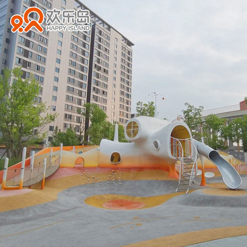 房地产酒店游乐设备设计小区儿童乐园不锈钢滑梯定做绳网攀爬架