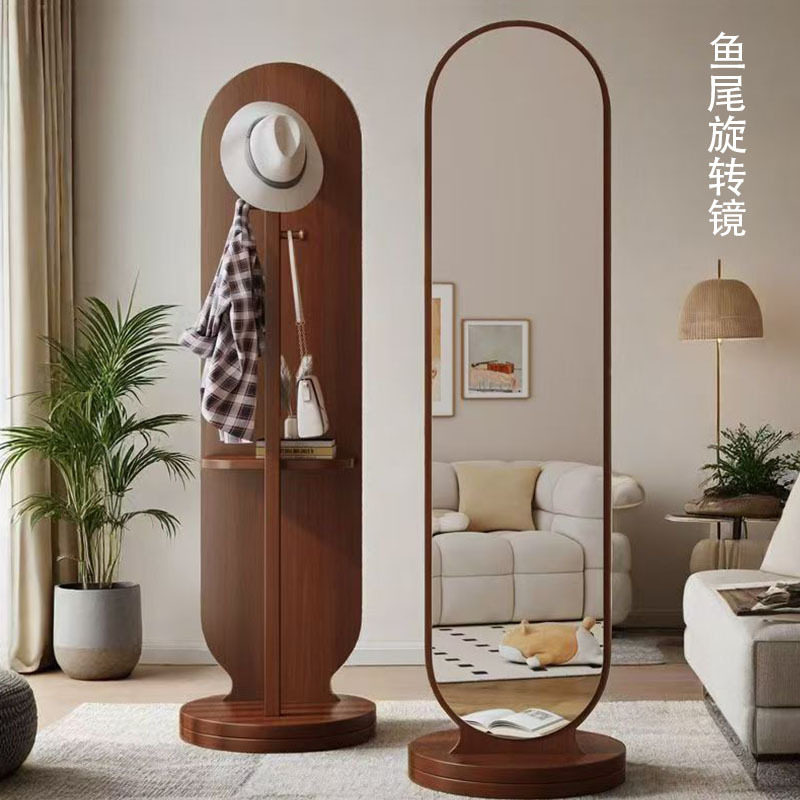 旋转穿衣镜卧室落地镜民宿可移动衣帽架一体全身镜多功能可旋转
