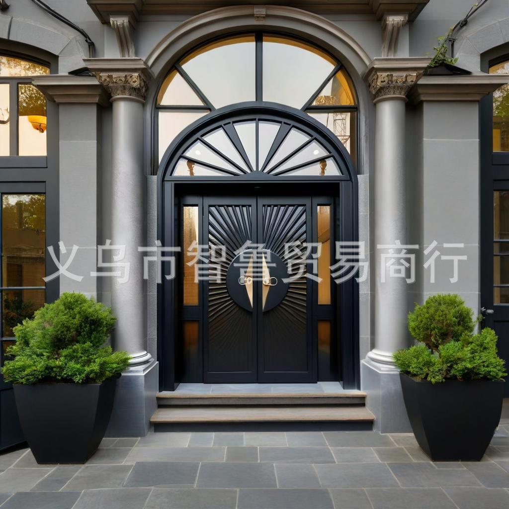简约现代锻打铁艺入户门别墅自建房大门庭院防盗防锈铁门可外贸