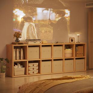 斗柜落地单层置物架全实木收纳柜学生书柜子储物柜长条矮柜