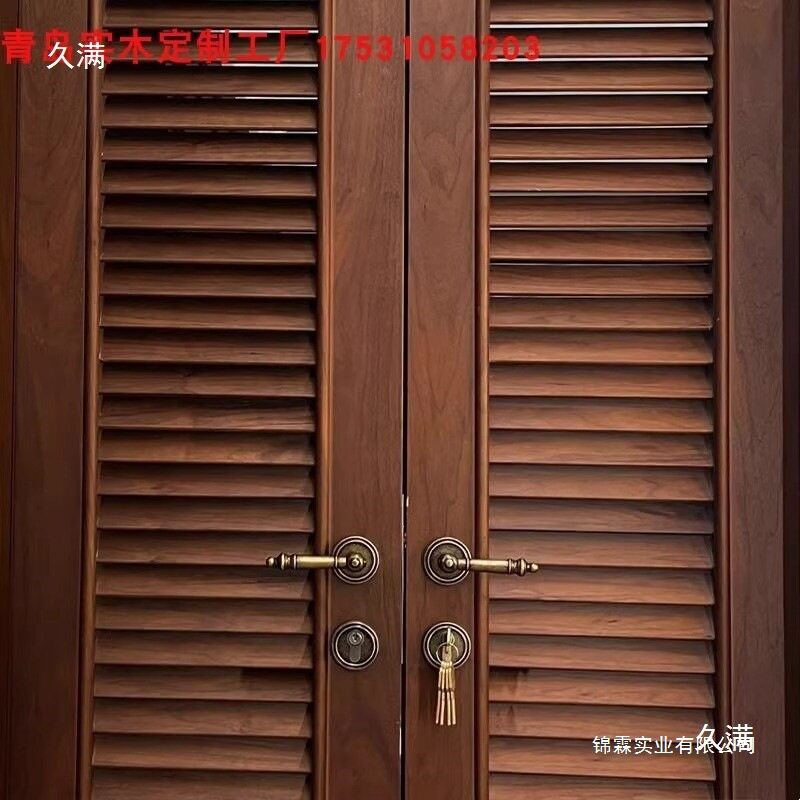 复古百叶透气衣柜双开门