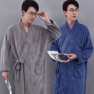四季 通用裹穿睡袍家用洗澡士浴巾吸水可90可020浴袍男式 斤长款