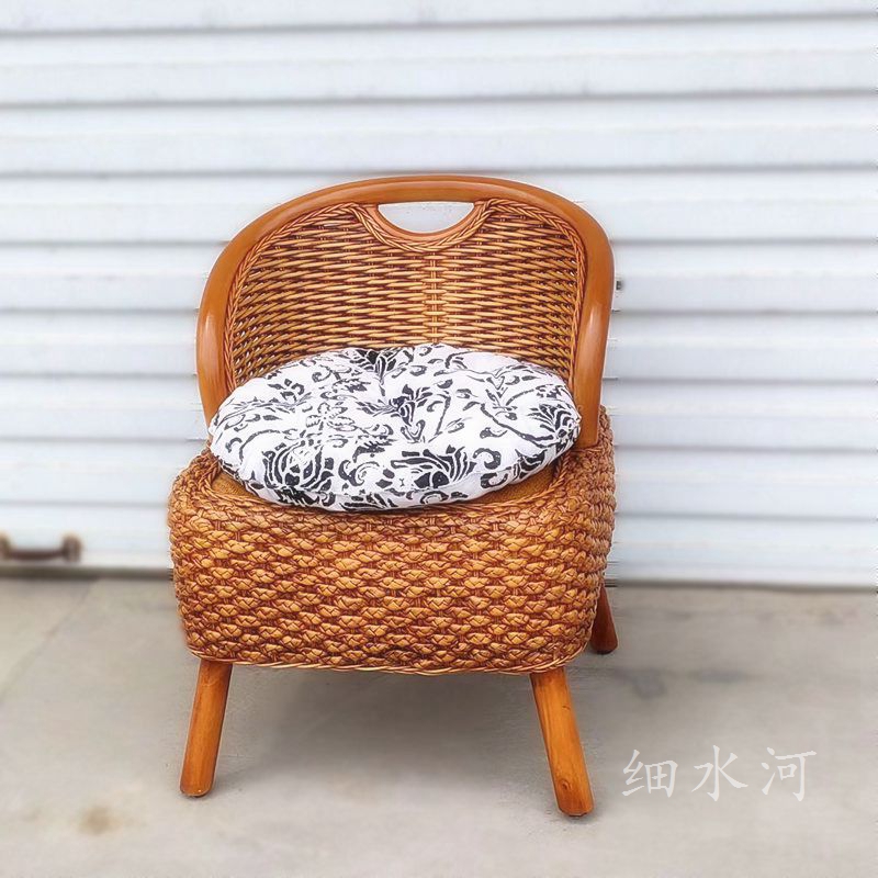 网红藤编方形小藤椅阳台休闲座椅靠背椅藤编O凳小凳子简约型纯手