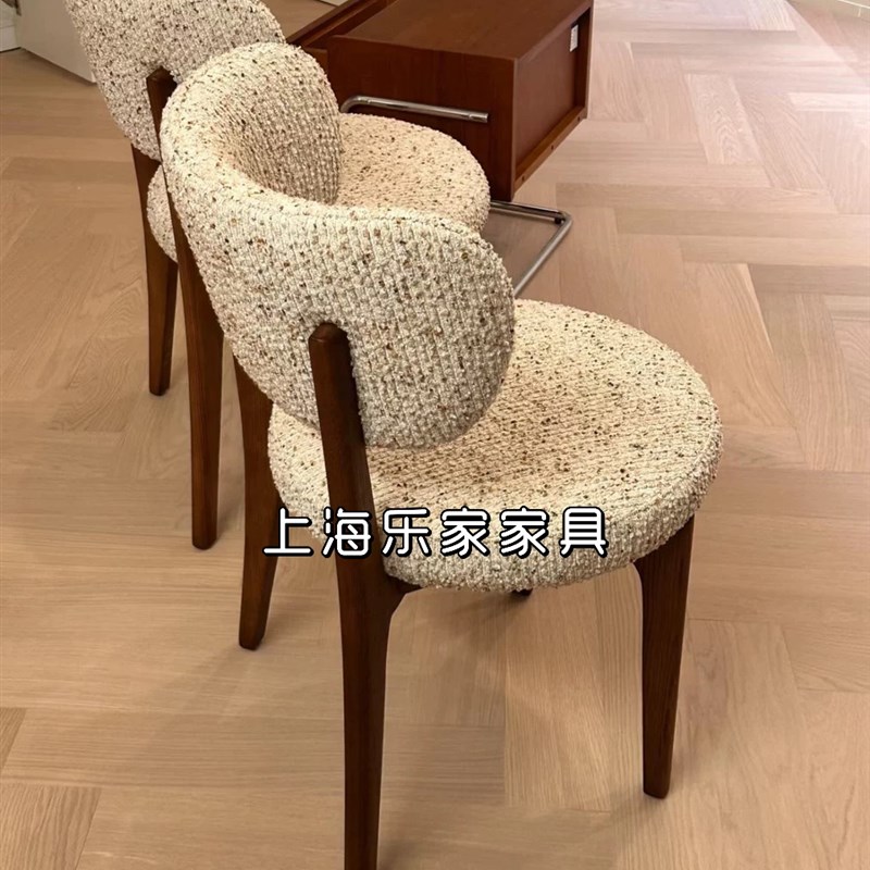 乐家家具lily椅法式复古奶油风高级不带扶手餐椅客厅W单椅轻奢欧