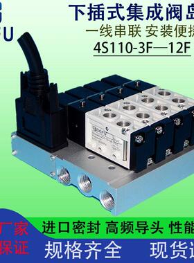 F4下插式集成气动电磁阀阀岛总线阀板4S110-06 24V汇流板阀组200M