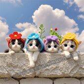 可爱猫咪晒太阳治愈海报贴画墙上门窗装 饰萌宠遮丑贴纸冰箱马桶贴