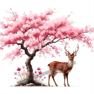 林深时见鹿自粘风景贴画墙面门窗房间装饰梅花鹿福禄双全防水贴花