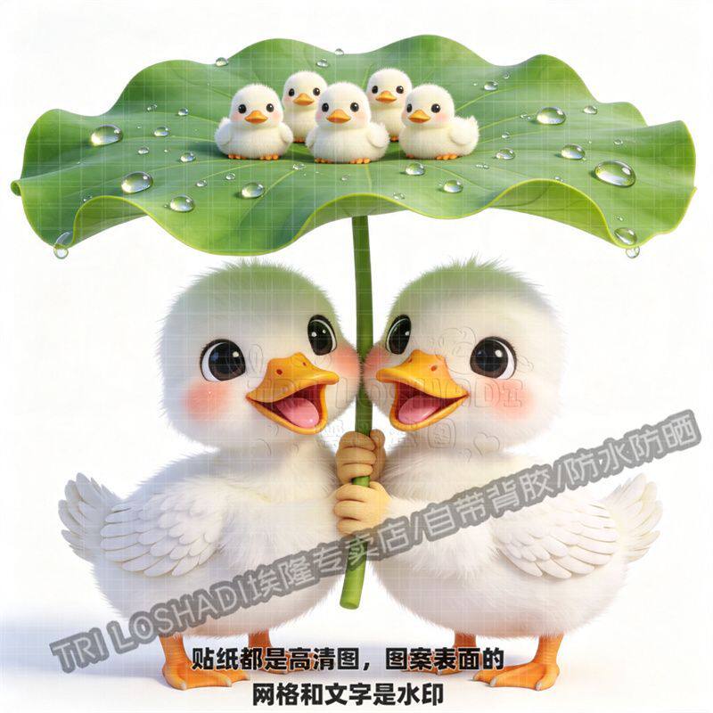 可爱治愈小鸭子防水自粘墙贴