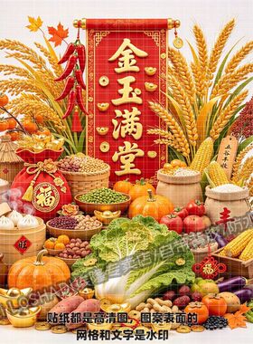 金玉满堂五谷丰登贴画餐厅厨房冰