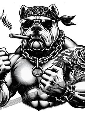 霸气肌肉斗牛犬划痕遮盖车贴