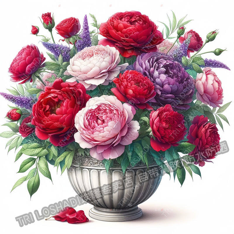 国色天香牡丹花贴纸墙上门窗客厅卧室遮丑装饰贴画冰箱厨房瓷砖贴