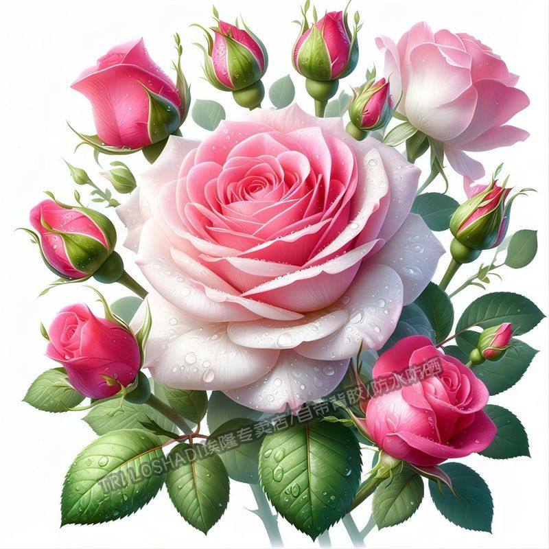 浪漫多彩玫瑰花自粘贴纸墙面门窗遮丑补洞装饰花朵贴画浴室马桶贴