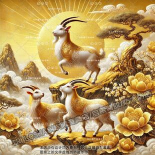 富贵祥和三阳开泰贴画客厅玄关书房床头吉祥好运壁画防水自粘门贴