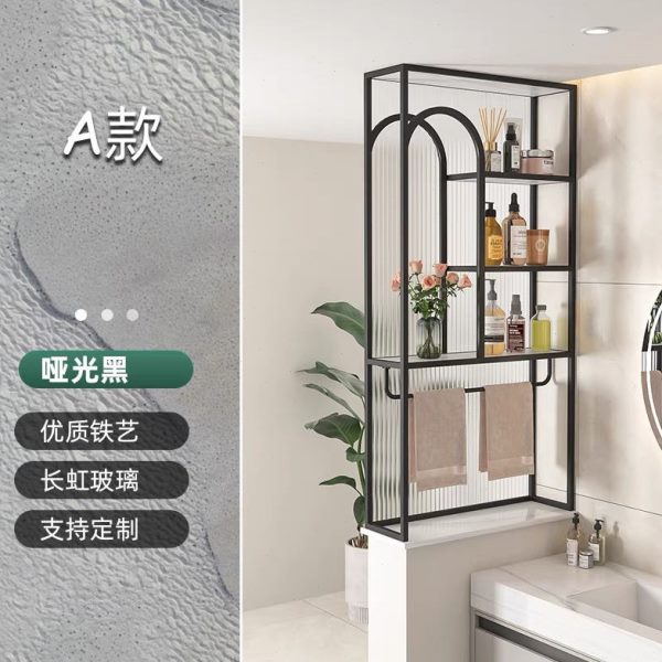 客厅隔断屏风铁艺置物架轻奢屏风隔断长虹玻璃墙洗漱半现代遮挡