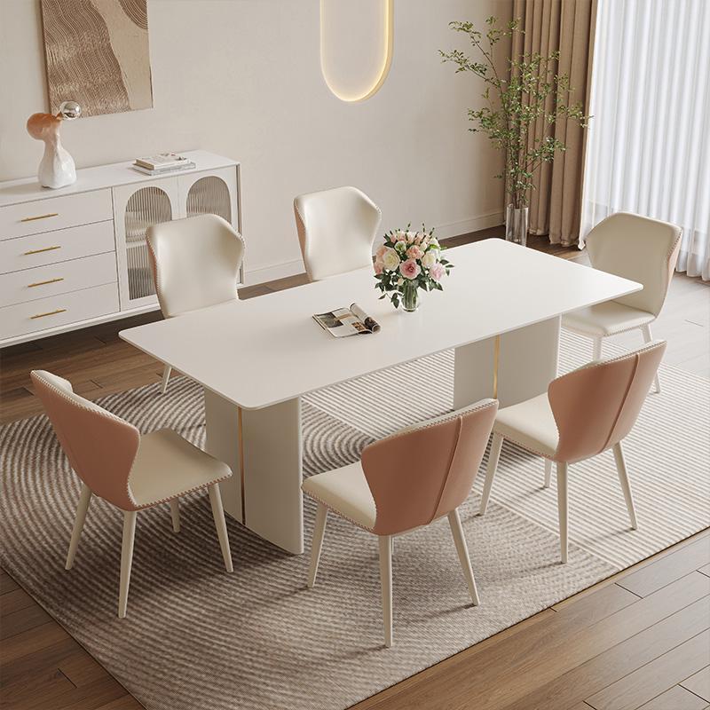 法式岩板餐桌椅组合现代简约意式极简小户型家用设计师轻奢饭桌子