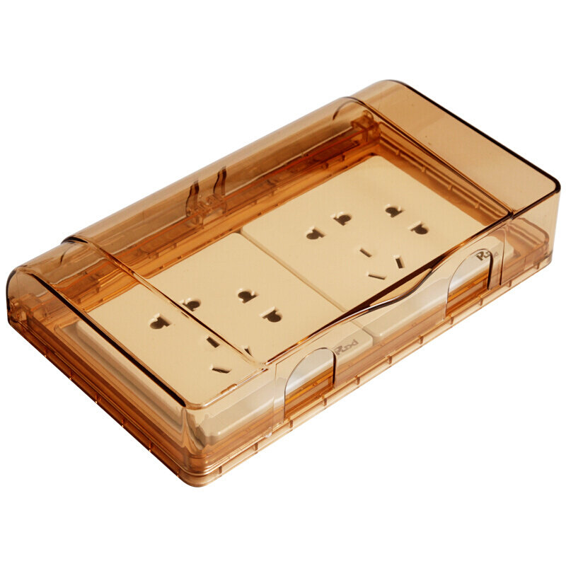 奥柯朗双86型两位防水盒茶色透明二位防水罩开关插座联体防溅水盒