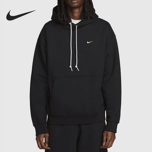 Nike/耐克 Solo Swoosh 男士黑色加绒套头连帽卫衣 DX1355-010