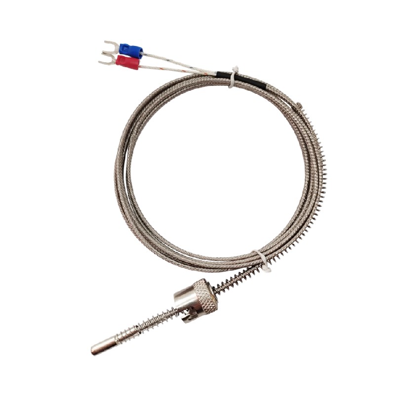 K型热电偶卡簧压簧式温度传感器压扣卡扣式可调注塑机PT100热电阻