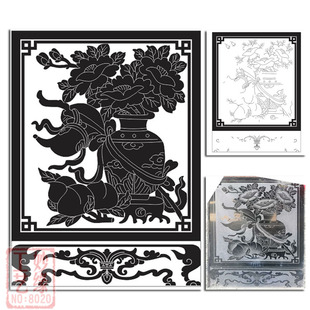 花瓶寿桃文泰线雕图墓碑栏板图精雕图矢量图激光雕刻图栏板8020