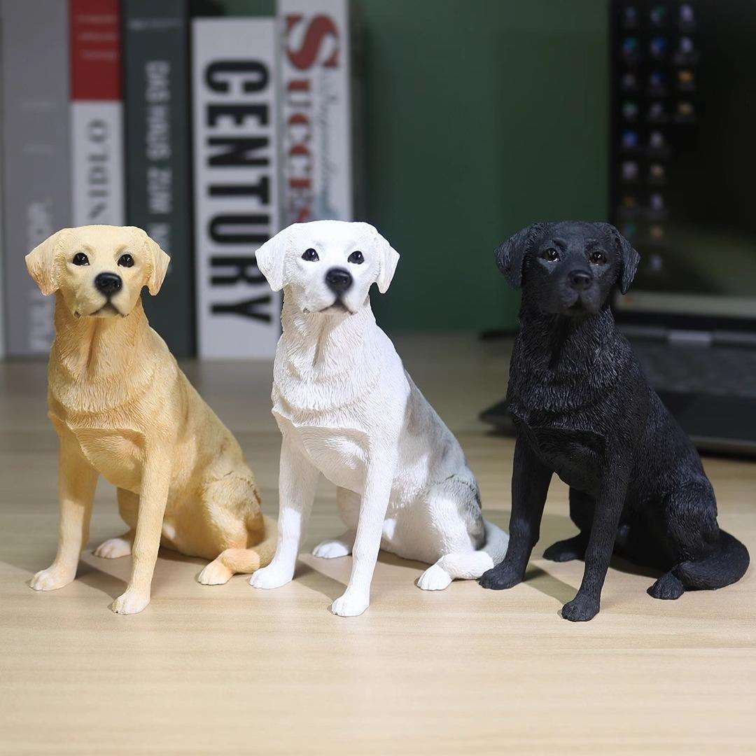 模玩拉布拉多犬坐姿仿真狗模型车载摆件收藏纪念工艺品