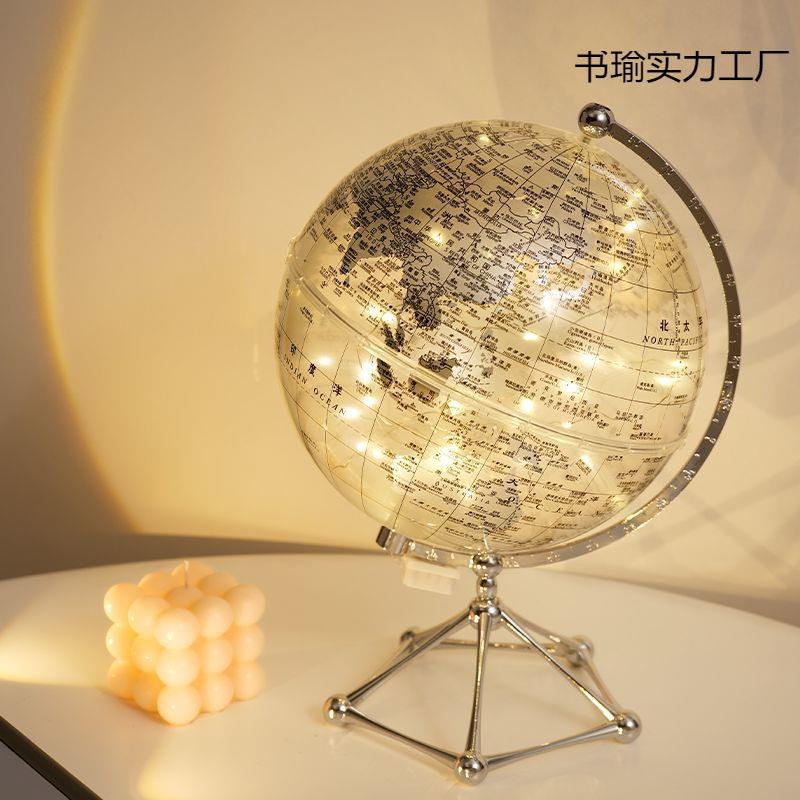 透明地球仪摆件轻奢高档家居客厅电视柜酒柜办公室装饰品摆件