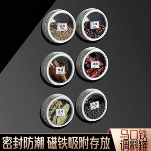 多功能轻奢调料盒 磁吸高端家用收纳厨房密封香料味调盒神墙挂式