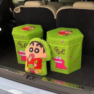 后备箱收纳箱鳄鱼储物凳家用卡通山可爱蜡笔小新玩具箱先生可折叠