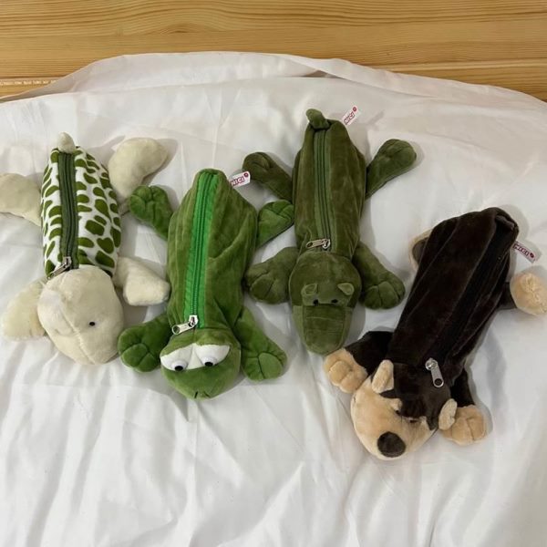 动物卡通小图小毛绒沙雕奇葩青蛙创意文具袋文具盒鳄鱼案搞怪笔袋