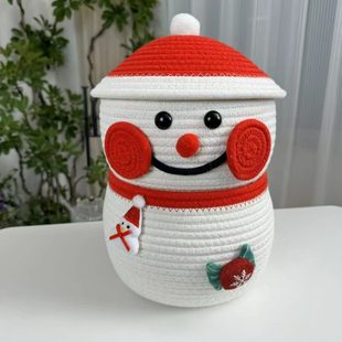 零食耶诞面玄关桌收纳筐杂物茶几卡通家用储物雪人可爱整理置物盒
