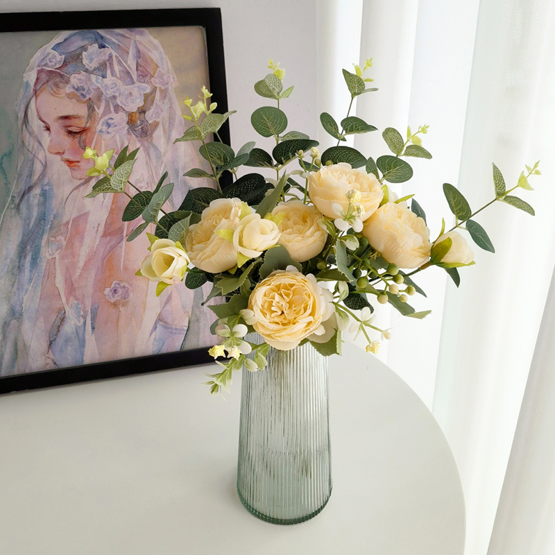 ins北欧风格小清新仿真花假花牡丹花H束客厅家居摆设装饰插花摆件